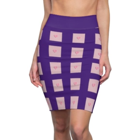 purple heart pencil skirt - Picture 1 of 2